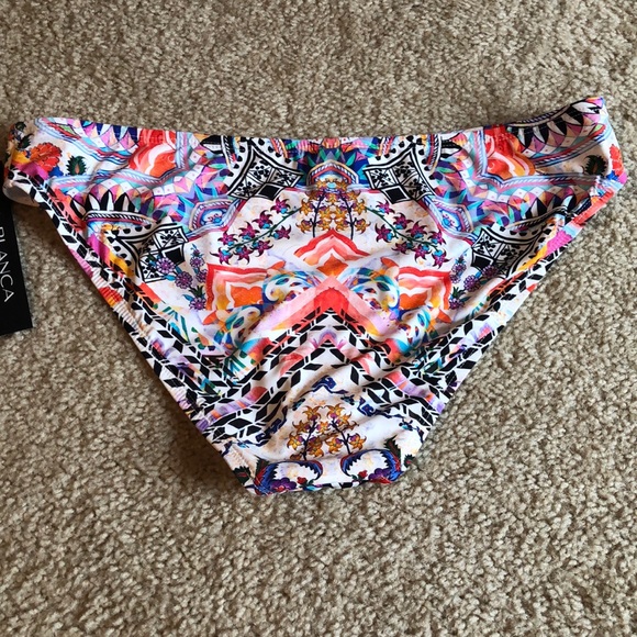 La Blanca Majorca Bikini Bottom orange white swim suit bathing  12 14 - Picture 7 of 7